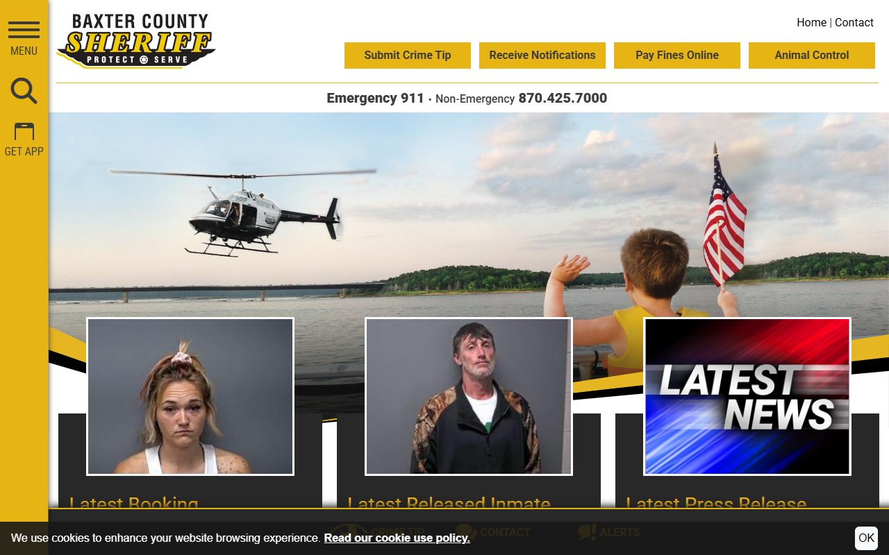 Baxter County Sheriff inmate roster showing arrest records and booking information