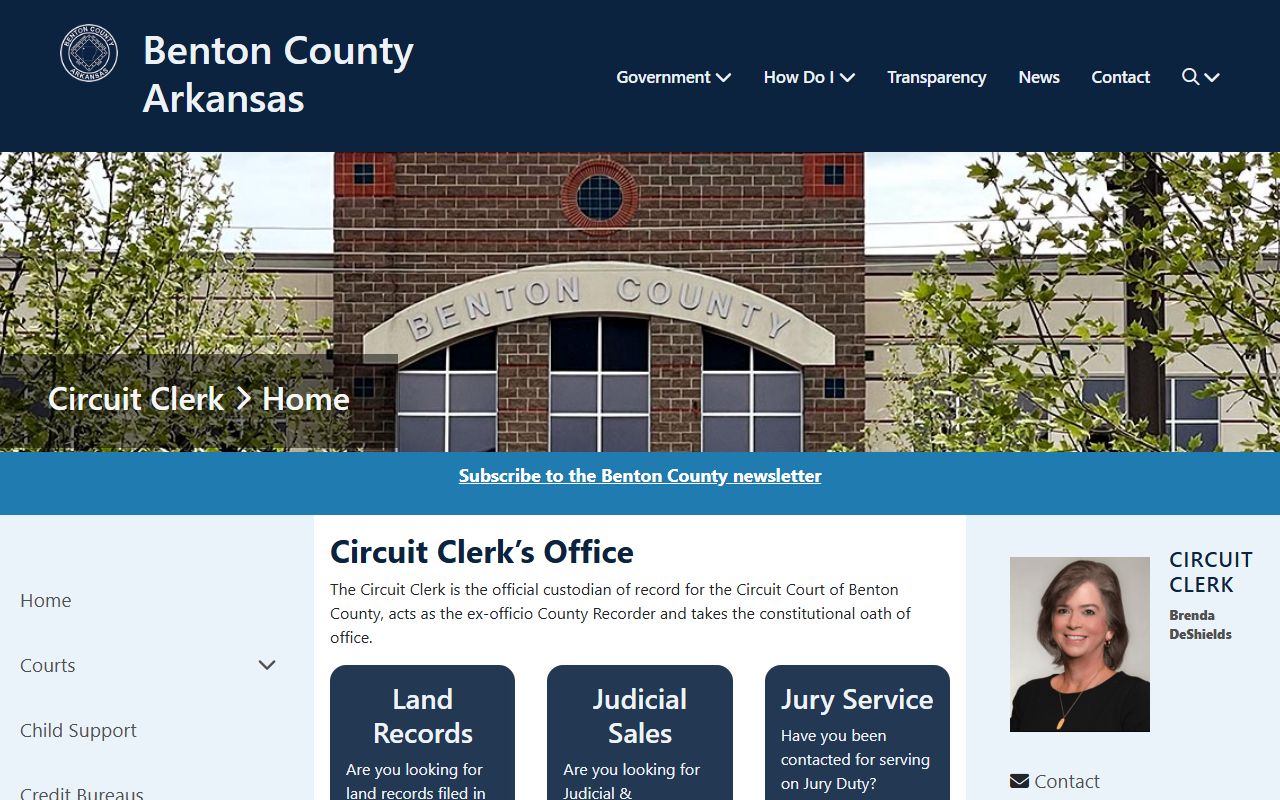 Benton County Circuit Clerk website showing court records and background check resources