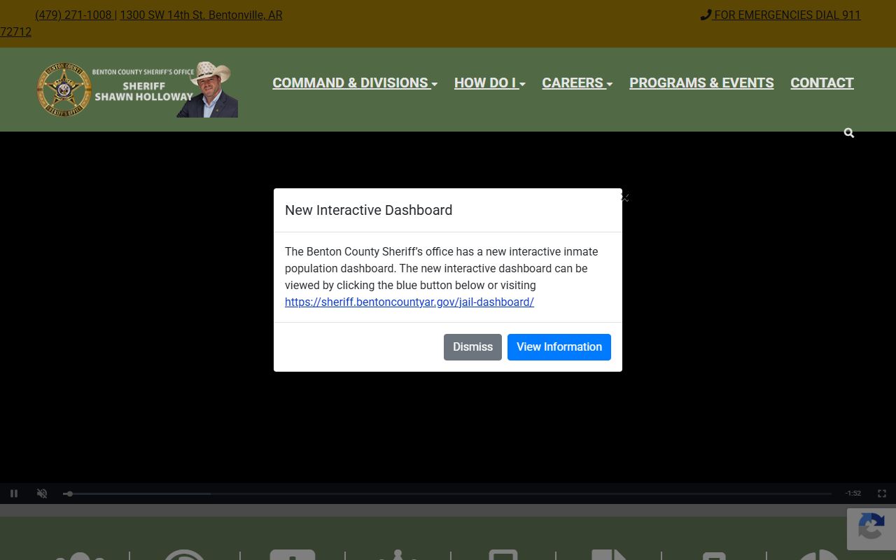 Benton County Sheriff's Office website showing background check and arrest records resources
