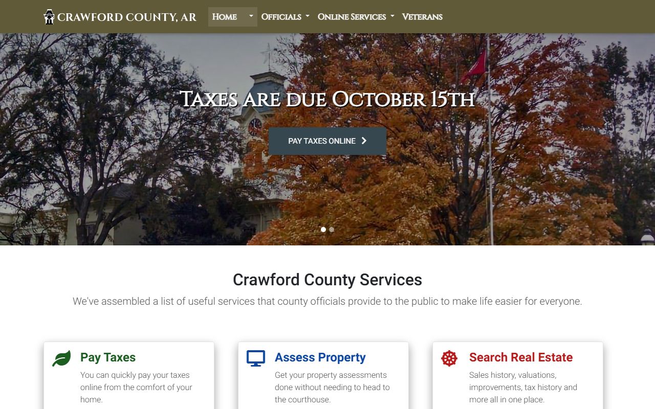 Crawford County government website showing public records and background check resources