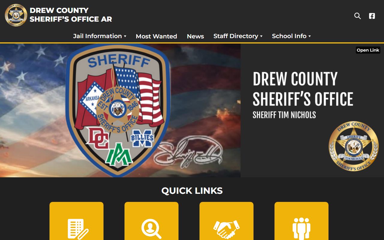 Drew County Sheriff's Office website for background check and criminal records in Monticello Arkansas