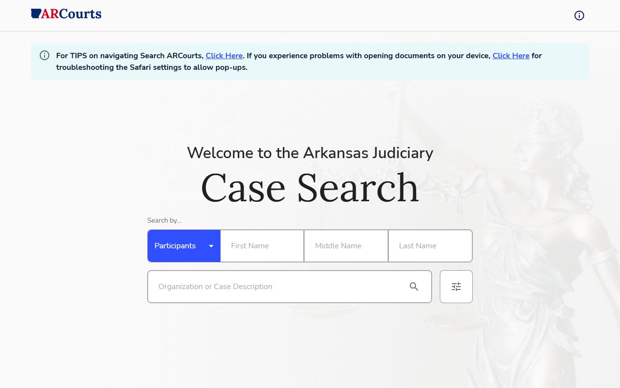 CourtConnect online records portal for Faulkner County circuit court background check searches